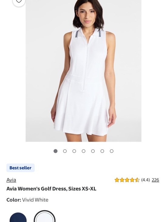 Avia Dresses & Skirts - Avia White Sleeveless Zip-Front Golf Dress with Contrast Collar